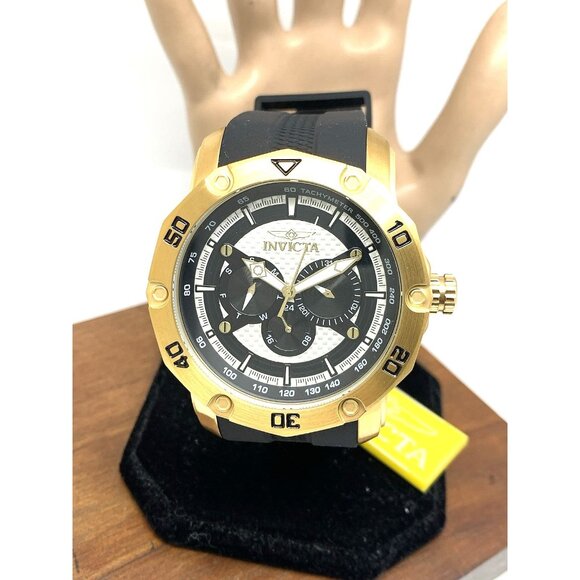 Invicta Men's Watch 45741 Pro Diver Quartz Gold Black Rubber Strap 50mm - Picture 1 of 15